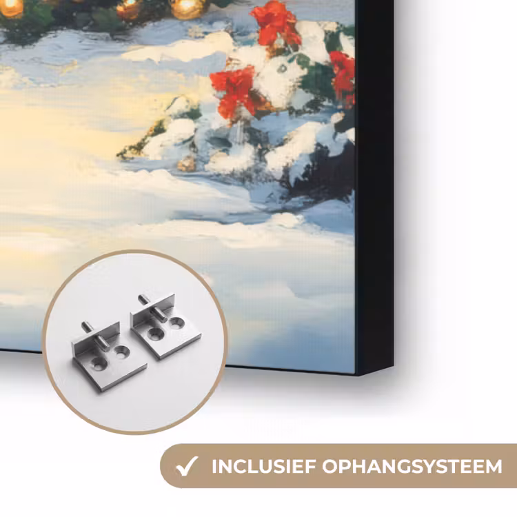 Kerst - Kerstboom - Winter - Huis - Sneeuw Textielframe zwart klein -USP_ophangsysteemNL