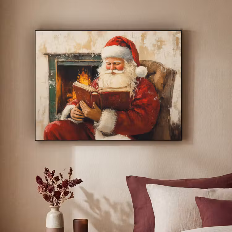 Kerst - Kerstman - Winter - Open Haard Textielframe - compleet frame klein -sfeer1