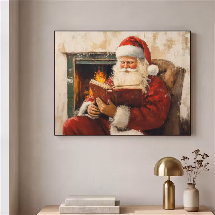 Kerst - Kerstman - Winter - Open Haard Textielframe zwart klein -sfeer2