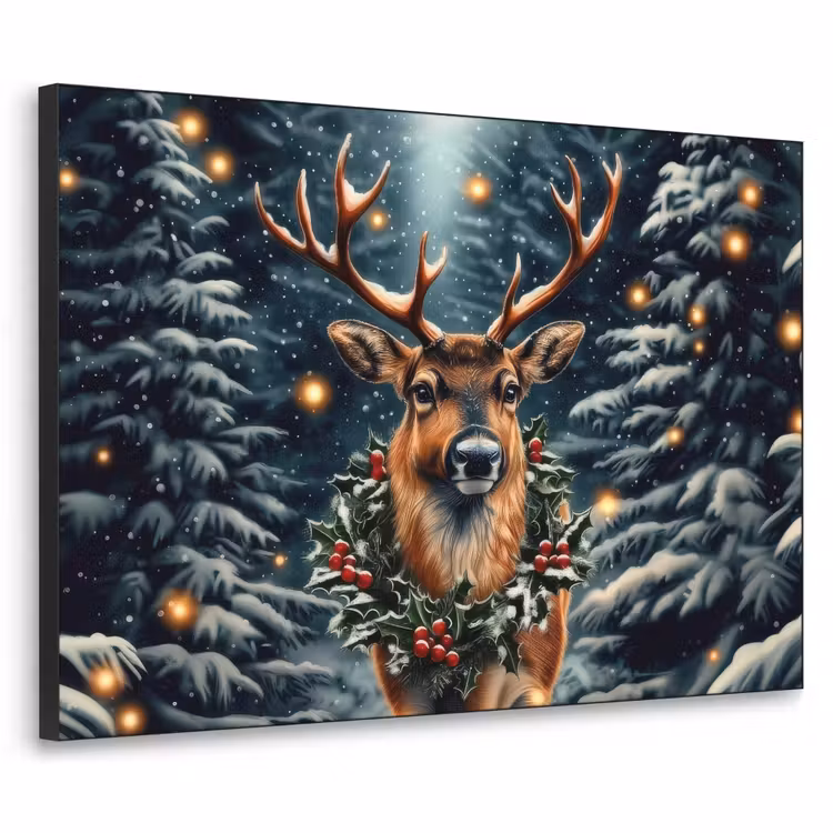 Kerst - Magie - Bos - Kleurrijk Textielframe - compleet frame klein -3d