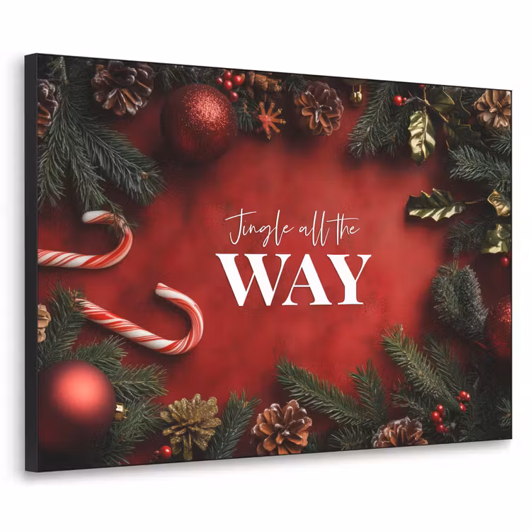 Kerst - Quote - Rood - Kerstballen Textielframe - compleet frame klein -3d