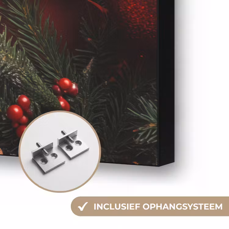 Kerst - Quote - Rood - Kerstballen Textielframe zwart klein -USP_ophangsysteemNL