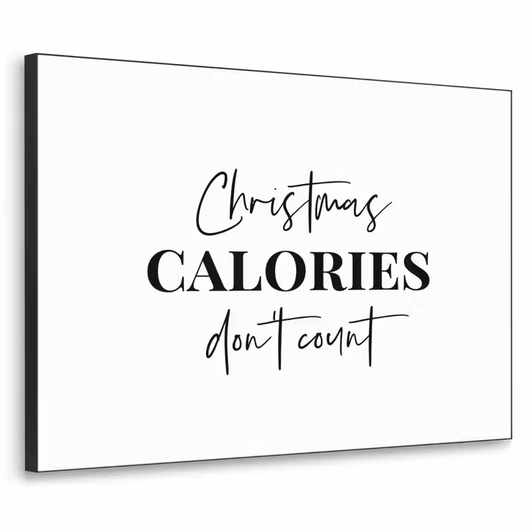 Kerst quote - Winter - Christmas calories - Wit Textielframe zwart klein -3d