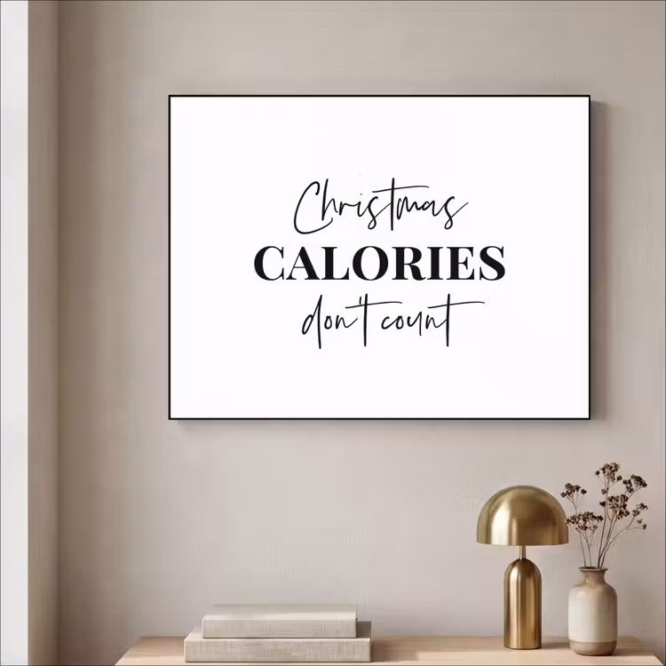 Kerst quote - Winter - Christmas calories - Wit Textielframe - compleet frame klein -sfeer2