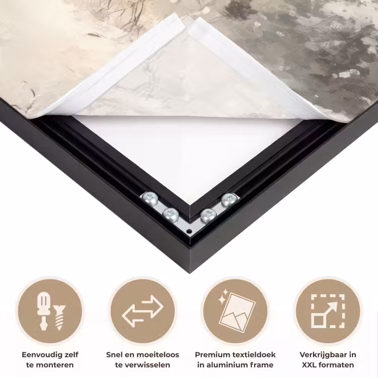 Kerst - Rendier - Winter - Krans Textielframe zwart klein -USP_closeupNL