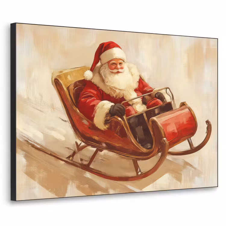 Kerst - Slee - Kerstman Textielframe zwart klein -3d