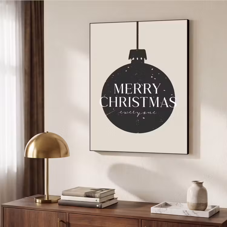 Kerstballen - Japandi - Christmas - Zwarte kerstballen Textielframe - compleet frame klein -sfeer3