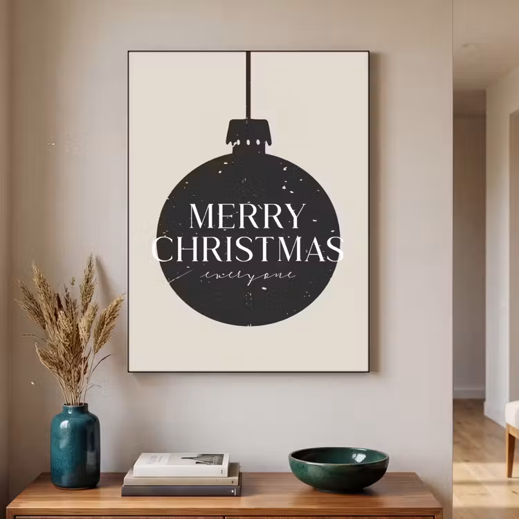 Kerstballen - Japandi - Christmas - Zwarte kerstballen Textielframe zwart klein -sfeer1
