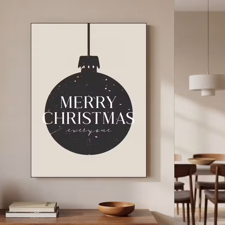 Kerstballen - Japandi - Christmas - Zwarte kerstballen Textielframe - compleet frame klein -sfeer2
