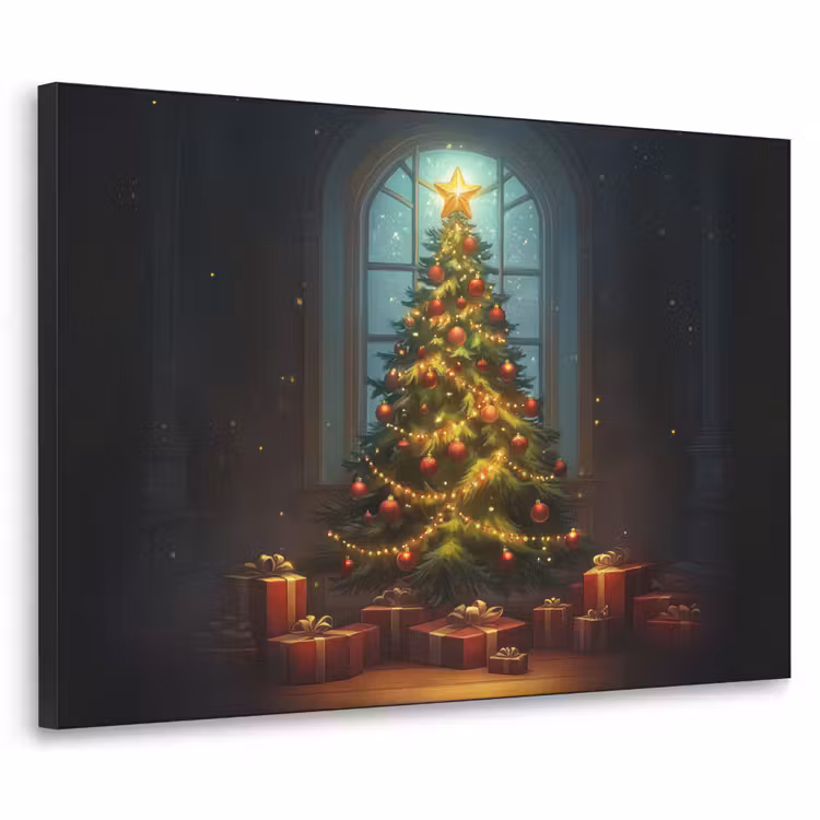 Kerstboom - Cadeau - Kerst - Winter Textielframe zwart klein -3d