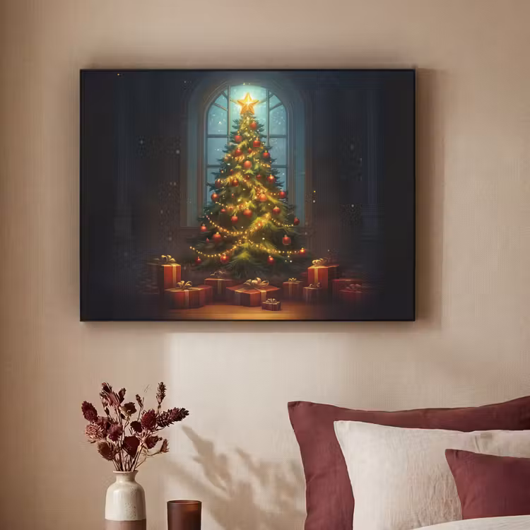 Kerstboom - Cadeau - Kerst - Winter Textielframe - compleet frame klein -sfeer1