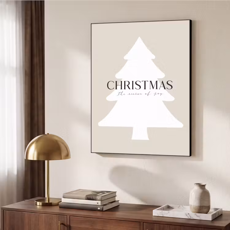 Kerstboom - Japandi - Christmas - Beige Textielframe zwart klein -sfeer3