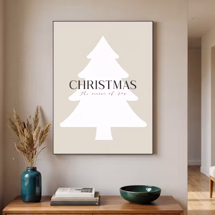 Kerstboom - Japandi - Christmas - Beige Textielframe zwart klein -sfeer1
