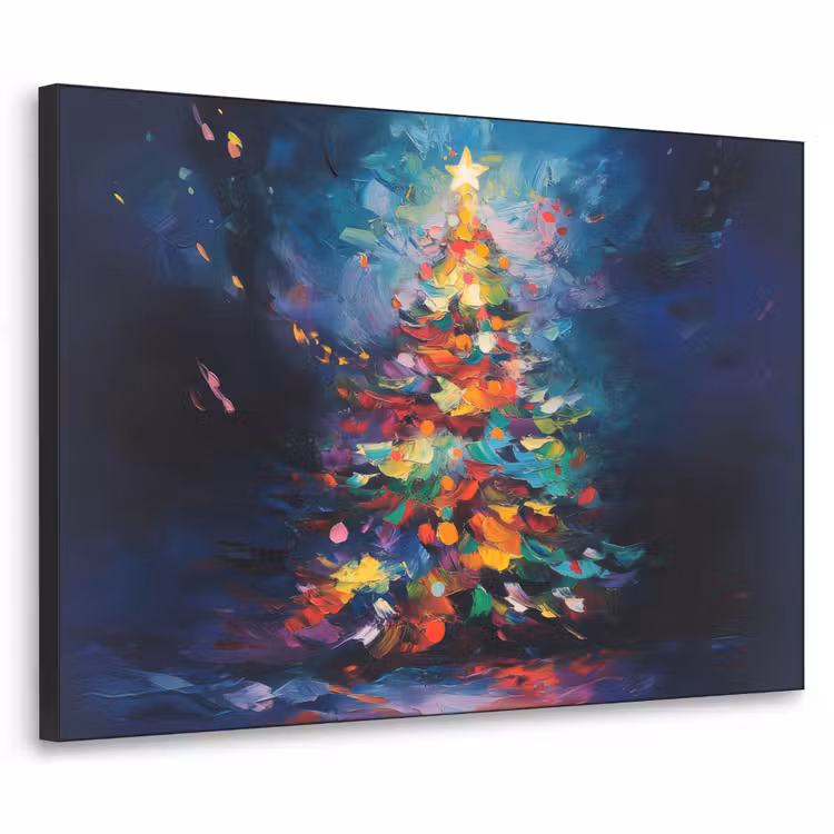 Kerstboom - Kerst - Abstract - Kleurrijk Textielframe - compleet frame klein -3d