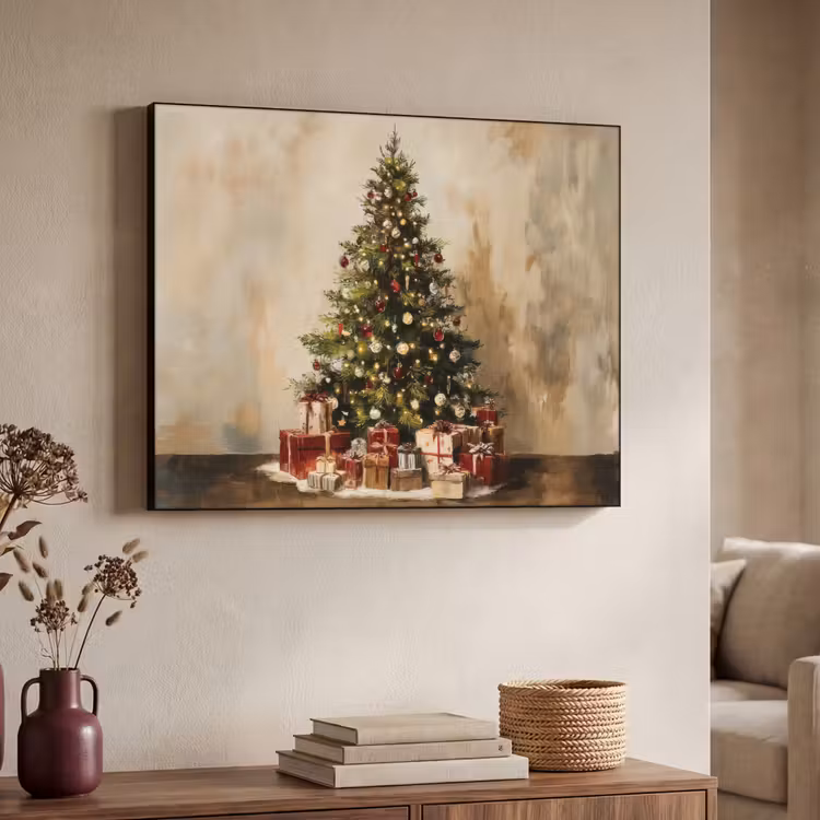 Kerstboom - Versierd - Kleurrijk Textielframe - compleet frame klein -sfeer3