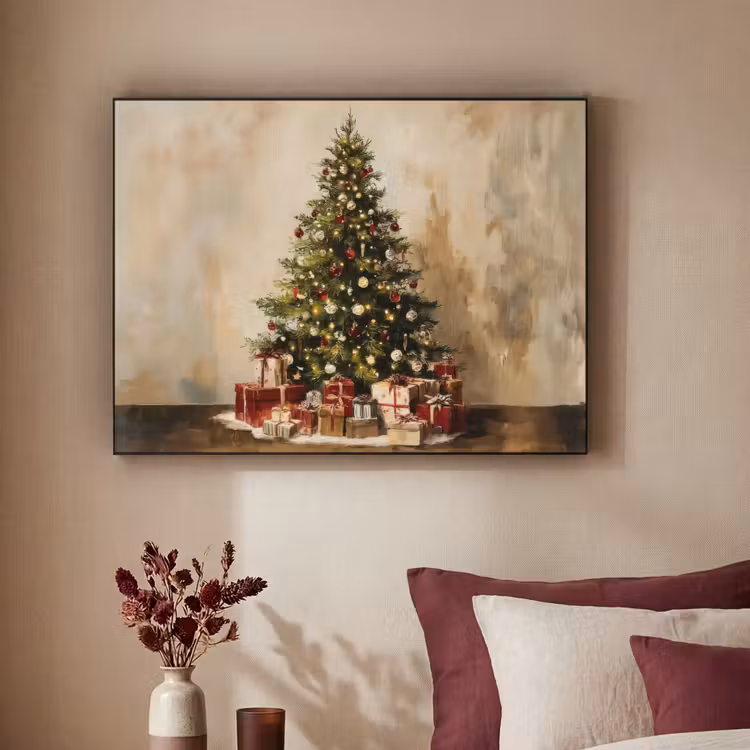 Kerstboom - Versierd - Kleurrijk Textielframe - compleet frame klein -sfeer1