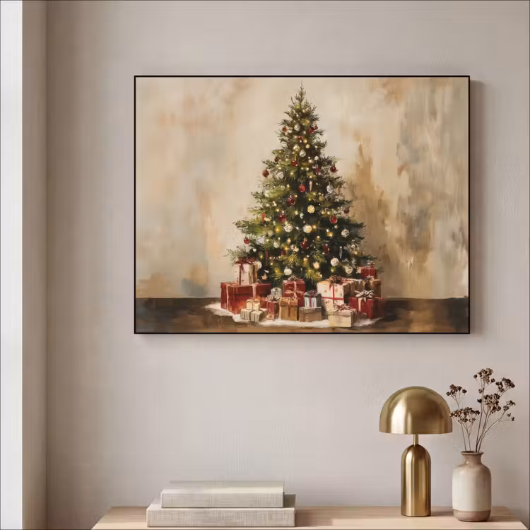 Kerstboom - Versierd - Kleurrijk Textielframe - compleet frame klein -sfeer2