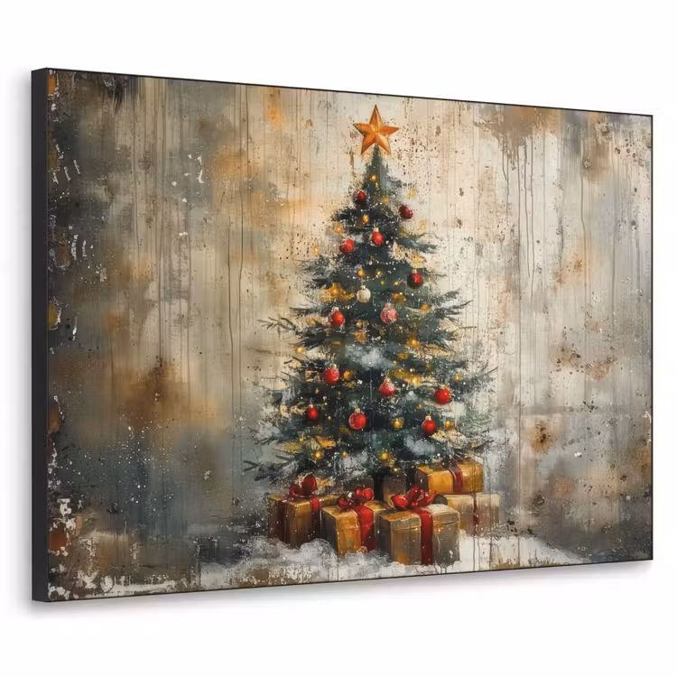 Kerstboom - Vintage - Kerst - Cadeau Textielframe - compleet frame klein -3d