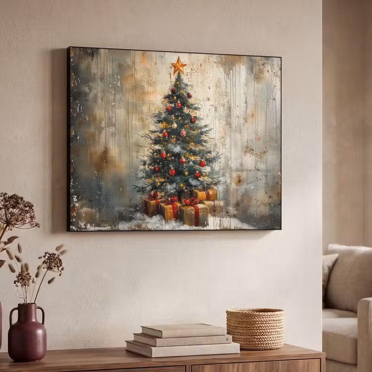 Kerstboom - Vintage - Kerst - Cadeau Textielframe - compleet frame klein -sfeer3