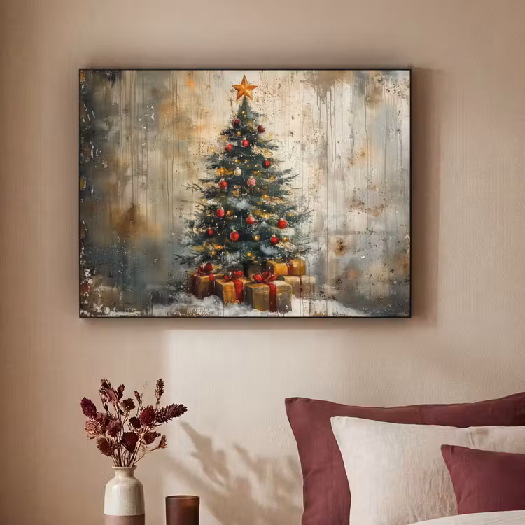 Kerstboom - Vintage - Kerst - Cadeau Textielframe - compleet frame klein -sfeer1