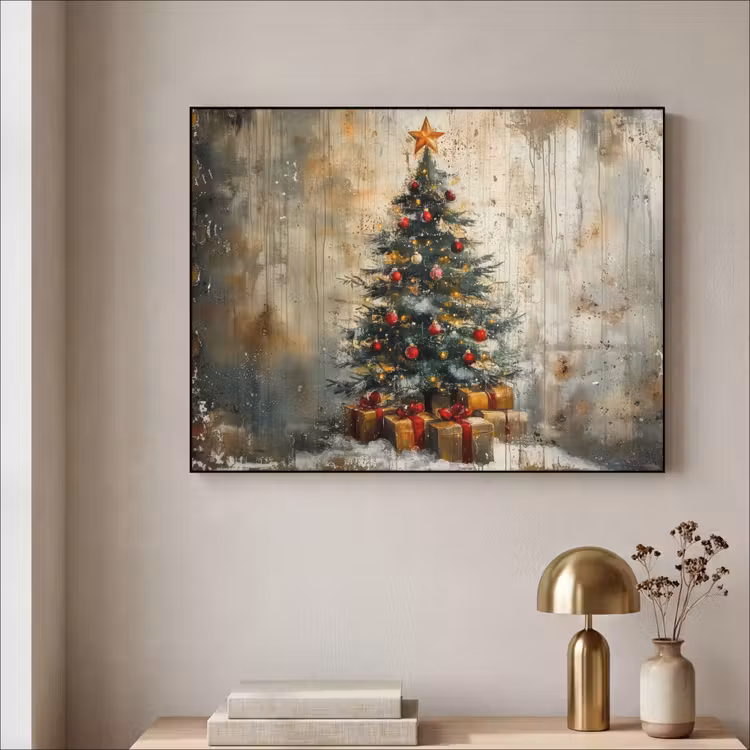 Kerstboom - Vintage - Kerst - Cadeau Textielframe - compleet frame klein -sfeer2