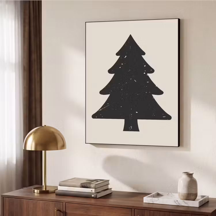 Kerstboom - Zwarte kerstboom - Boom - Japandi Textielframe zwart klein -sfeer3
