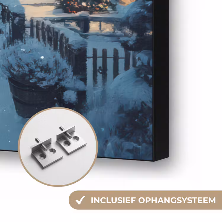 Kerstdorp - Kerst - Sneeuw - Winter Textielframe zwart klein -USP_ophangsysteemNL