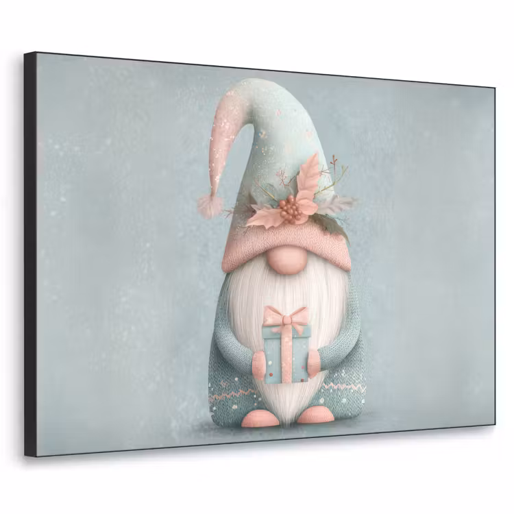 Kerstgnome - Cadeau - Groen Textielframe - compleet frame klein -3d