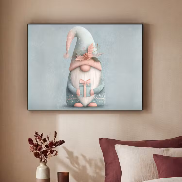 Kerstgnome - Cadeau - Groen Textielframe - compleet frame klein -sfeer1