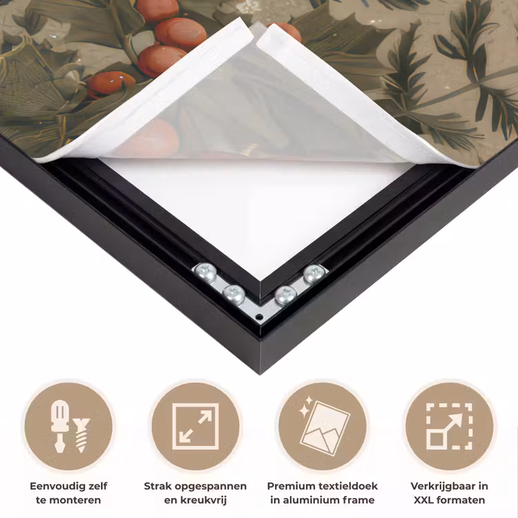 Kerstgnome - Konijntjes - Kleurrijk Textielframe zwart klein -USP_feed_closeupNL