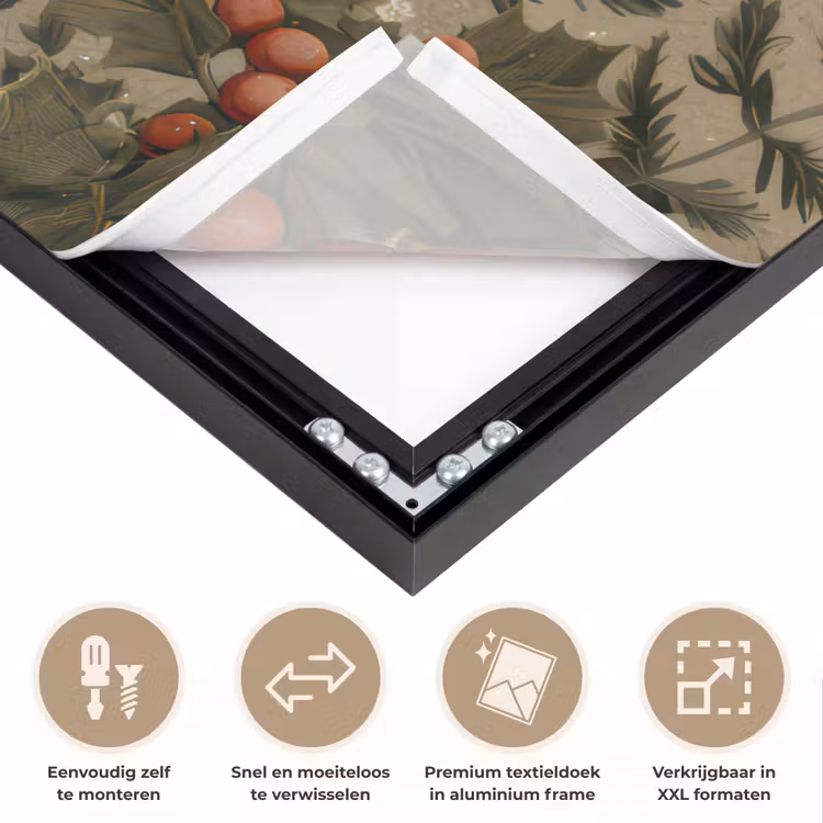 Kerstgnome - Konijntjes - Kleurrijk Textielframe zwart klein -USP_closeupNL
