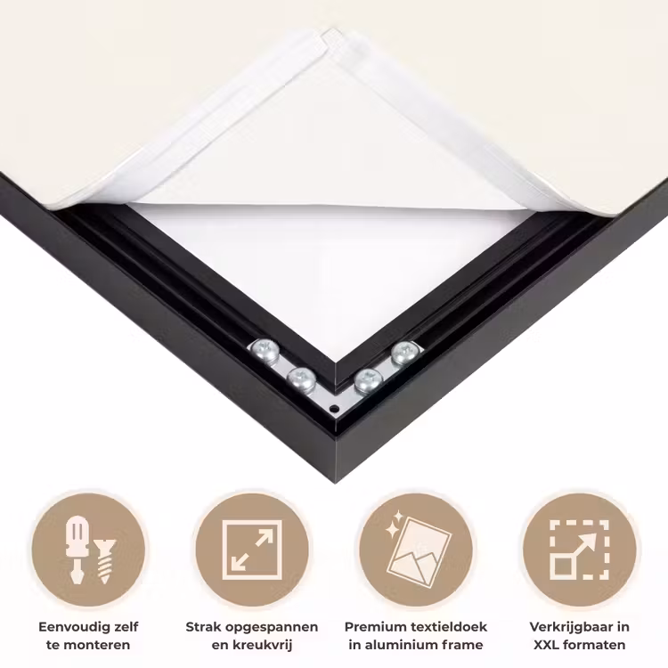 Kerstkrans - Kerst - Goud - Beige Textielframe zwart klein -USP_feed_closeupNL
