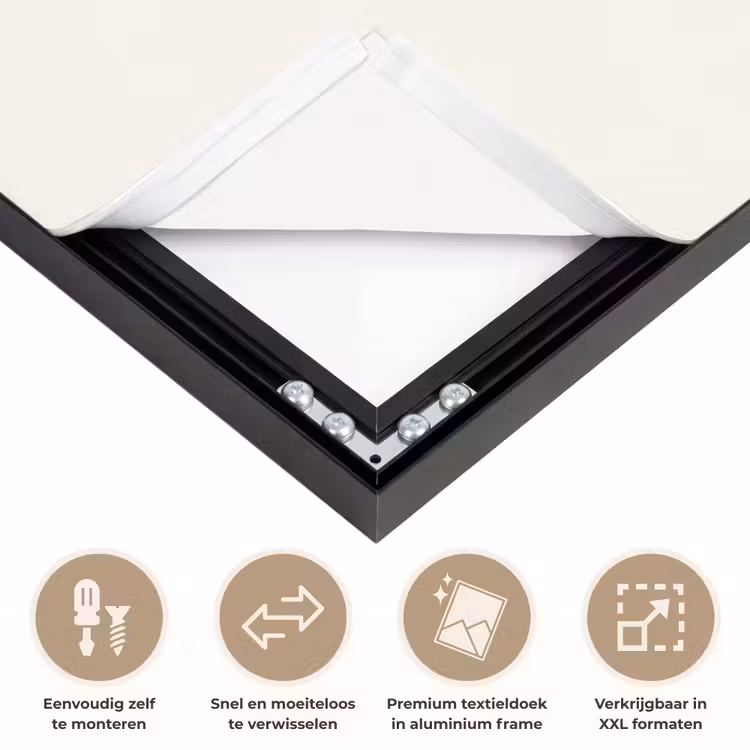Kerstkrans - Kerst - Goud - Beige Textielframe zwart klein -USP_closeupNL