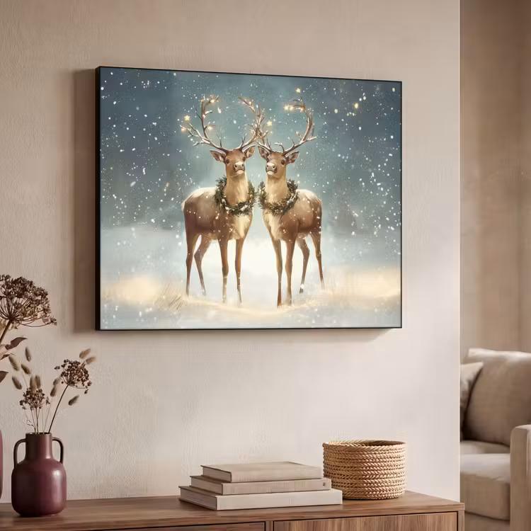 Kerstmagie - Winterwoud - Rendier Textielframe zwart klein -sfeer3