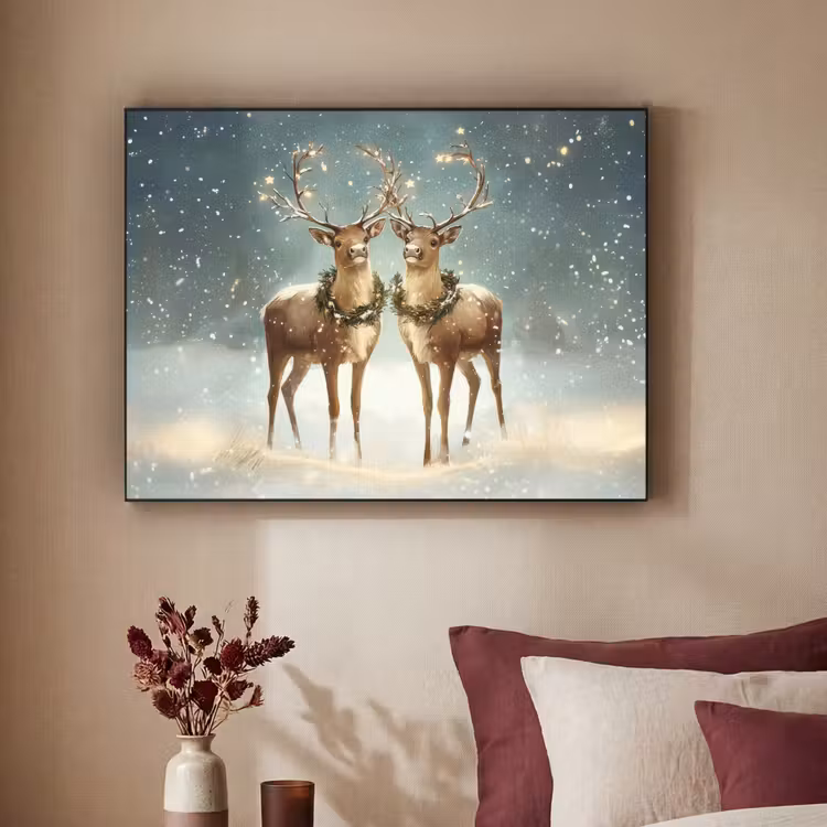 Kerstmagie - Winterwoud - Rendier Textielframe - compleet frame klein -sfeer1