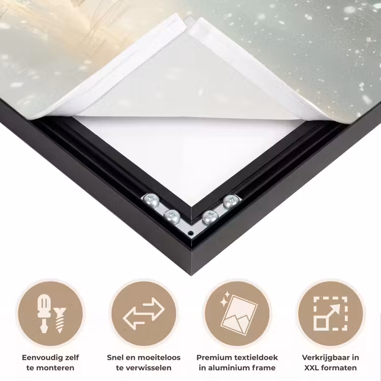 Kerstmagie - Winterwoud - Rendier Textielframe zwart klein -USP_closeupNL