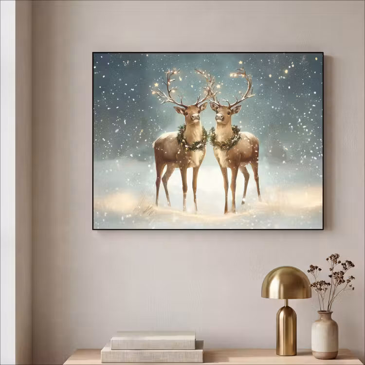 Kerstmagie - Winterwoud - Rendier Textielframe - compleet frame klein -sfeer2