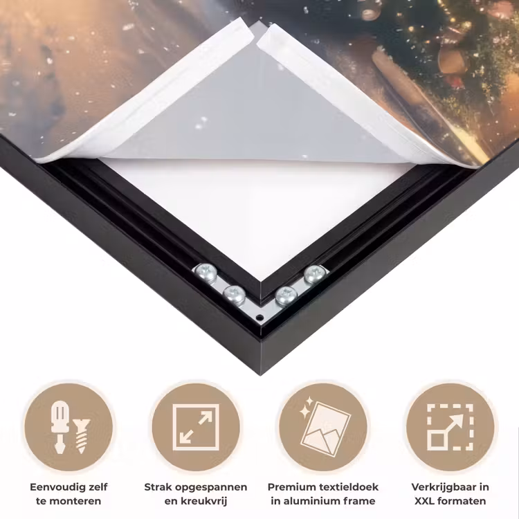 Kerstman - Dorp - Hert - Donker Textielframe zwart klein -USP_feed_closeupNL
