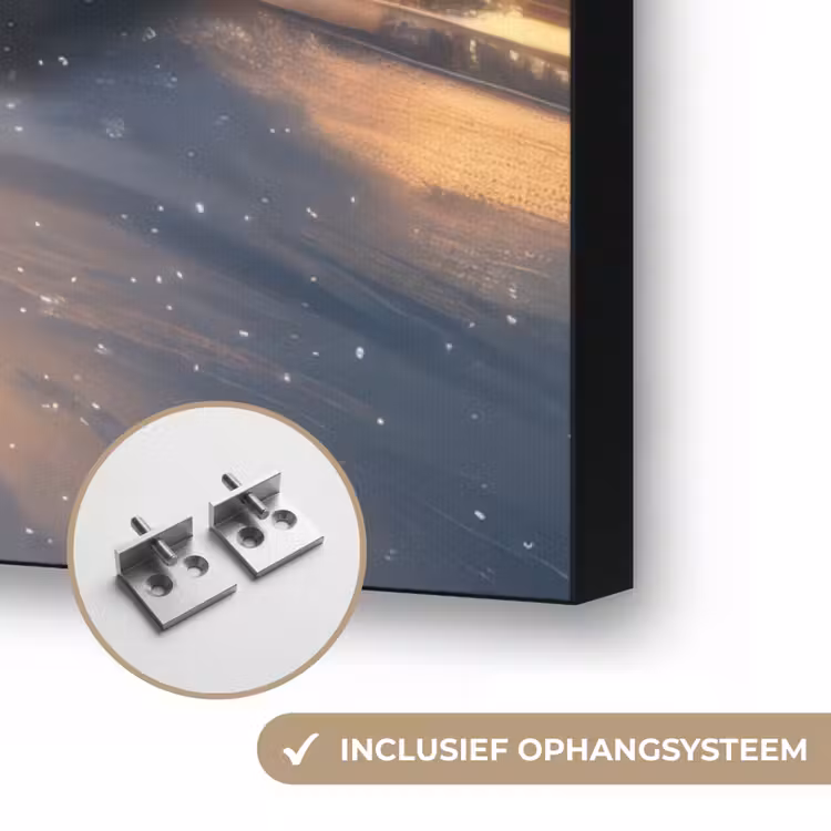 Kerstman - Dorp - Hert - Donker Textielframe zwart klein -USP_ophangsysteemNL