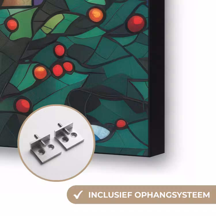 Kerstman - Glas - Kleurrijk Textielframe zwart klein -USP_ophangsysteemNL