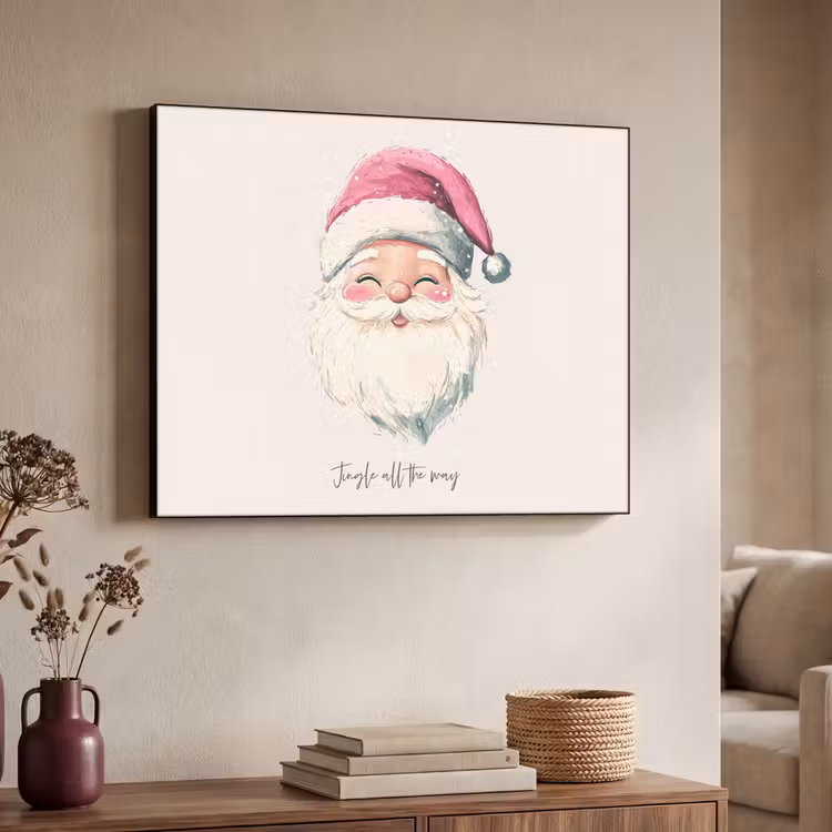 Kerstman - Kerst - Quote - Beige Textielframe - compleet frame klein -sfeer3