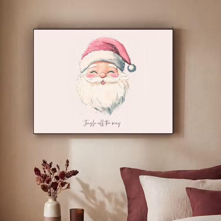 Kerstman - Kerst - Quote - Beige Textielframe zwart klein -sfeer1