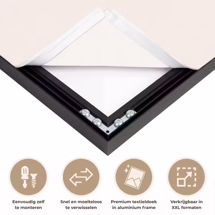 Kerstman - Kerst - Quote - Beige Textielframe zwart klein -USP_closeupNL