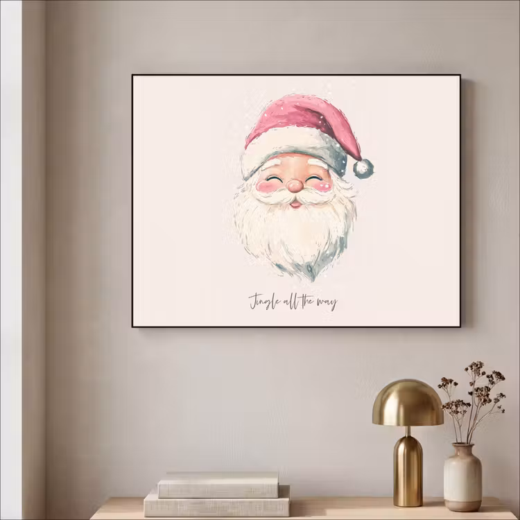 Kerstman - Kerst - Quote - Beige Textielframe - compleet frame klein -sfeer2