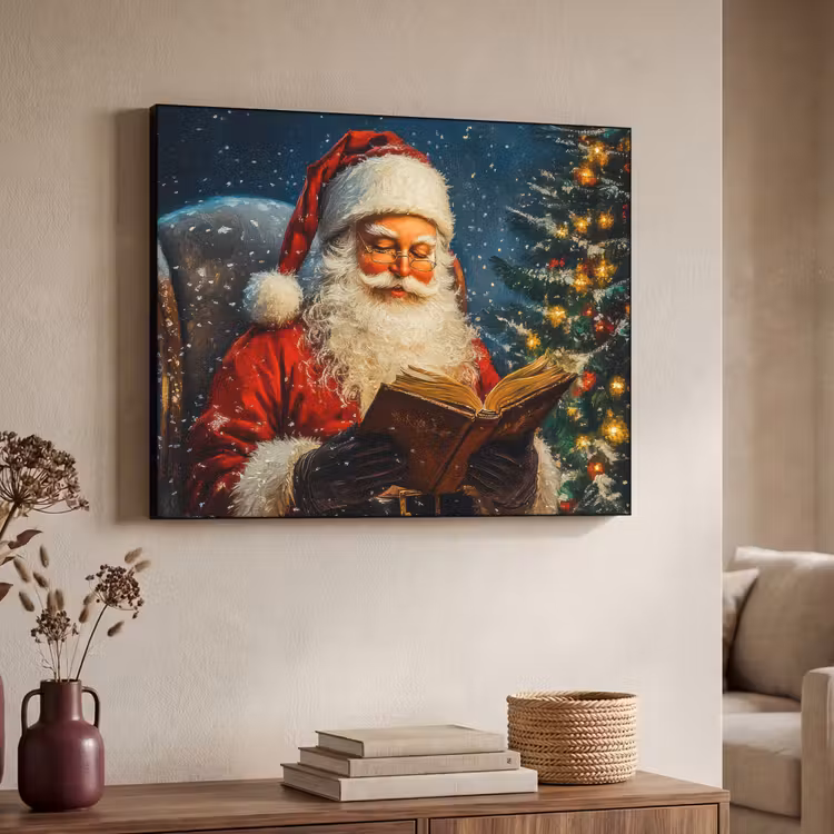 Kerstman - Kerst - Winter - Kerstboom Textielframe zwart klein -sfeer3
