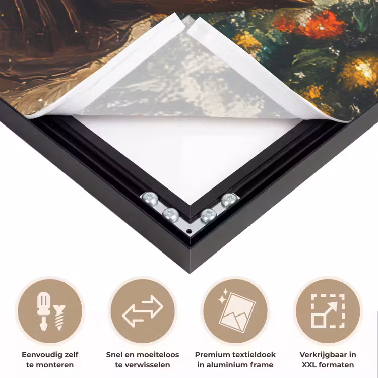 Kerstman - Kerst - Winter - Kerstboom Textielframe zwart klein -USP_closeupNL