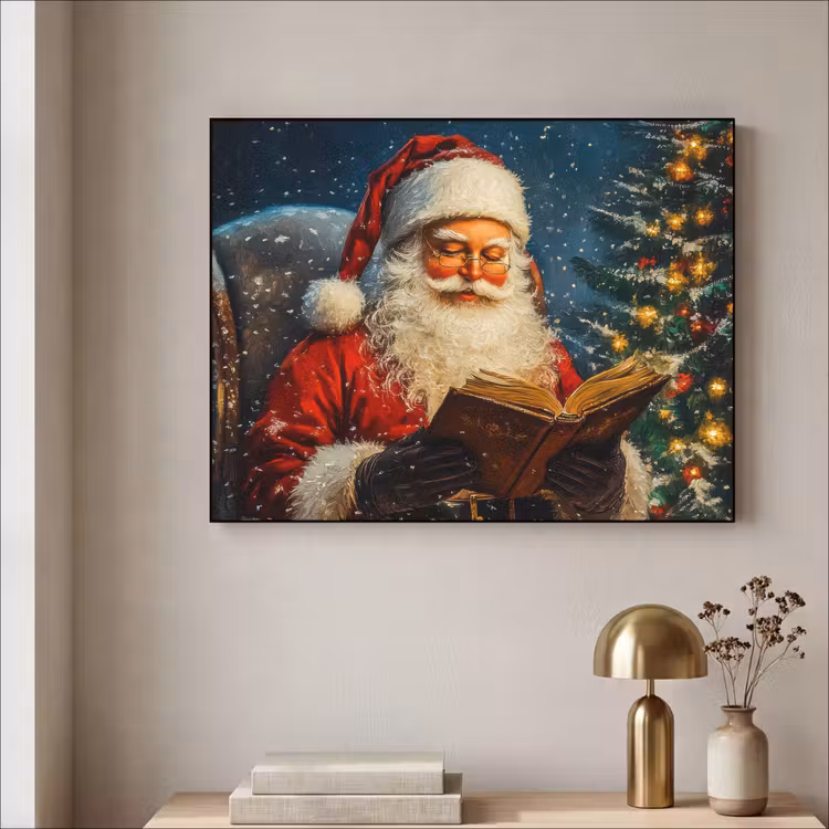 Kerstman - Kerst - Winter - Kerstboom Textielframe zwart klein -sfeer2