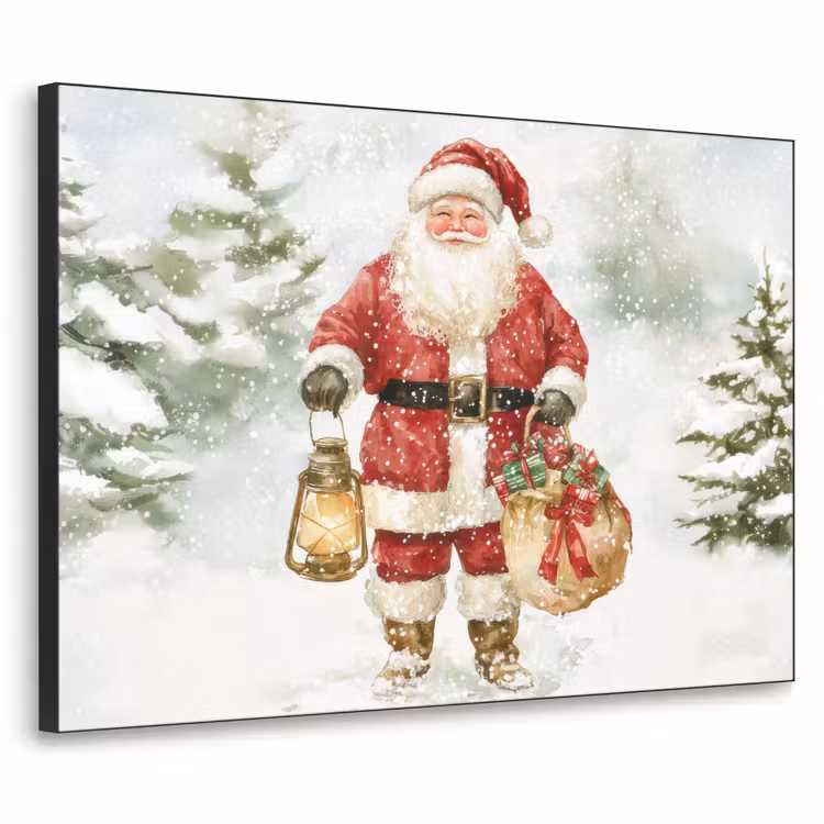 Kerstman- Winter - Sneeuw - Wit - Rood Textielframe - compleet frame klein -3d