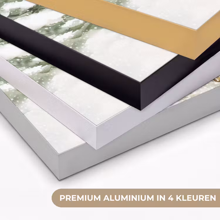 Kerstman- Winter - Sneeuw - Wit - Rood Textielframe zwart klein -USP_kleurenNL