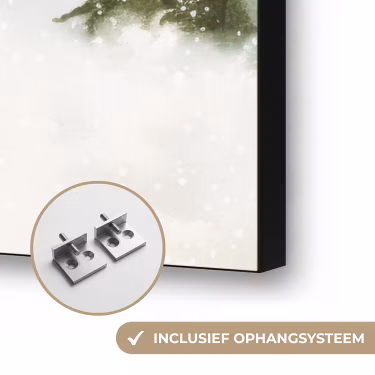 Kerstman- Winter - Sneeuw - Wit - Rood Textielframe zwart klein -USP_ophangsysteemNL